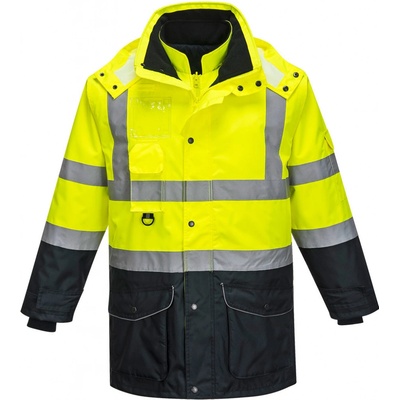 Portwest S471 Vetrovka Hi Vis 4 v 1 Contrast Traffic Žltá Námornícka modrá