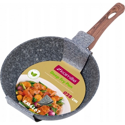 GRANITOVÁ PÁNEV WOK hluboká NEPŘILNAVÁ indukční plynová KAMILLE 28 cm
