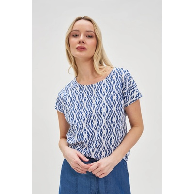 Moodo Синьо-бяла щампована тениска Moodo | Byal | ЖЕНИ | S