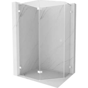 Mexen Lunar L петстенна душ кабина с ляво отваряне 100 x 80 см, прозрачна, бяла - 831L-100L-080P-20-00-L (831L-100L-080P-20-00-L)