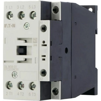 Eaton Контактор EATON DILM38-01(RDC24), 112470 - 3 полюса, 380 V 400 V 18, 5 kW, 1 NC, RDC 24: 24 - 27 V DC, DC работа, Винтови клеми (112470)