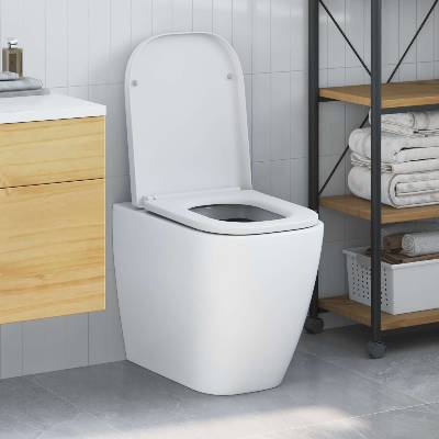 vidaXL Тоалетна седалка Бяло 47, 5 x 35 x 3, 6 см Дуропласт (42002361)