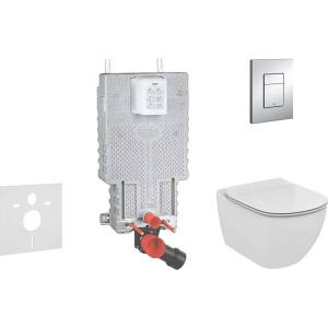 GROHE Uniset - Комплект за стенен монтаж, идеална стандартна тоалетна и седалка, бутони Skate Cosmo, Aquablade, SoftClose, хром 38643SET-KU (38643SET-KU)