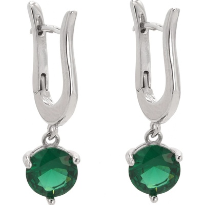 Rafity stříbrné náušnice se smaragdem E0128K-09 zelené