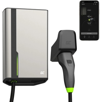 Green Cell GC HabuDen Wallbox 22kW висококачествена станция за зареждане на електрически превозни средства с приложение, 7 м кабел (EVGC021A2275)