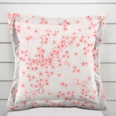 Biante bavlna s lemom Sandra SA-633 Ružové čerešňové kvety na bielom 30 x 50 cm