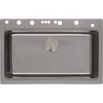 Inter Ceramic Кухненска мивка 8276 GREY, Inter Ceramic, гранит, едно корито, със сифон, 76x23х48.5см (8276 GREY) Мивка за вграждане