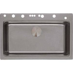Inter Ceramic Кухненска мивка 8276 GREY, Inter Ceramic, гранит, едно корито, със сифон, 76x23х48.5см (8276 GREY) Мивка за вграждане
