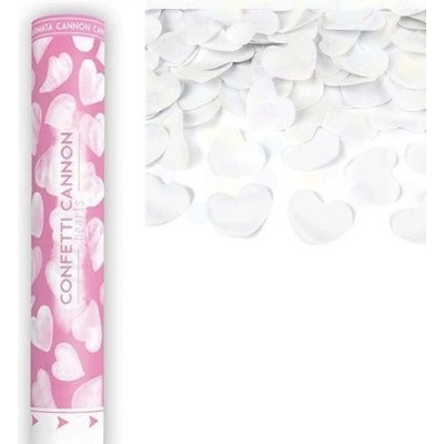 Vystreľovacie konfety biela srdce 40 cm