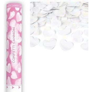 Vystreľovacie konfety biela srdce 40 cm