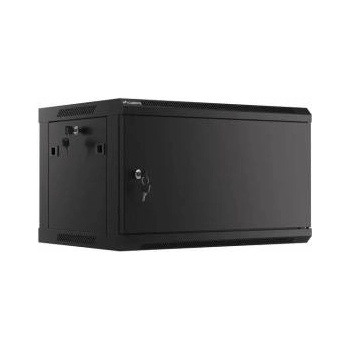 Lanberg Hanging cabinet 19 6U 600x450 black Lanberg metal door (flat pack)