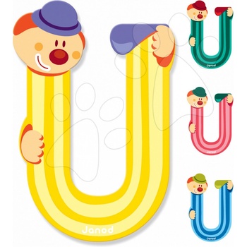 Janod drevené písmenko U lepiace žlté zelené ružové modré
