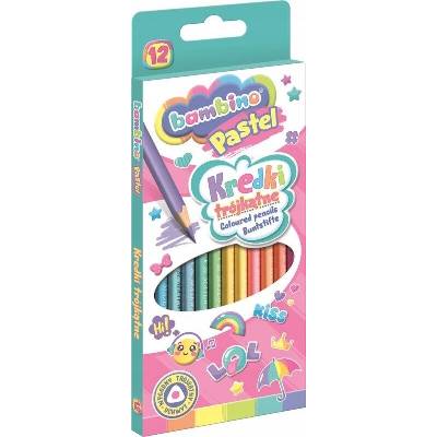 Bambino pastelové trojuholníkové školské pastelky 12 farieb 2876