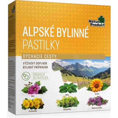 Klášterní officina NaturProdukt ALPSKÉ PASTILKY pas bylinné, dýchacie cesty 20 ks