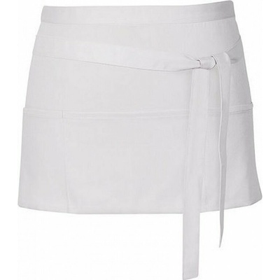 Link Kitchen Wear Krátká barmanská zástěra se třEma předníma kapsama Bílá X983