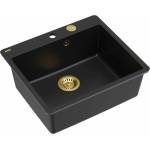 Quadron Unique Morgan 110 композитна мивка, въглеродно черно - златно 57x50 см (HB8304U7-FM_G1_P2O) Мивка за вграждане