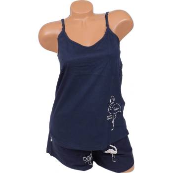 Image 1 of Дамска лятна пижама в тъмносиньо с фламинго