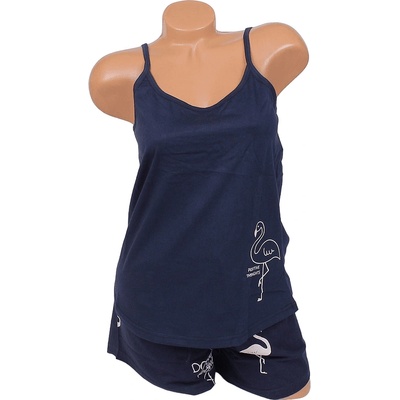 Дамска лятна пижама в тъмносиньо с фламинго