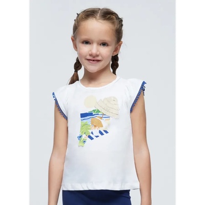 MAYORAL Тениска с апликация и тъмно сини детайли за мини момиче Mayoral