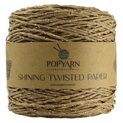 POPYARN Papírová příze Shining twisted paper B512 - hnědá, 250g 255m