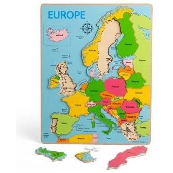Bigjigs Toys - Дървен пъзел - Карта на Европа (BJ048)