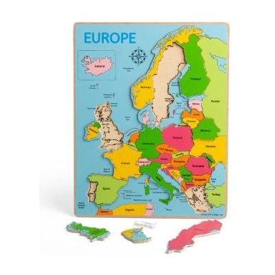 Bigjigs Toys - Дървен пъзел - Карта на Европа (BJ048)