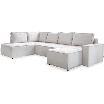 Miuform Бял разтегателен ъглов диван от рипсено кадифе (ляв ъгъл/"U" форма) Brave Dave - Miuform (1661PO100)