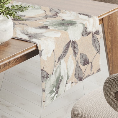 Biante behúň Porto PRT-012 Zeleno-biele kvety na béžovom 45x120 cm