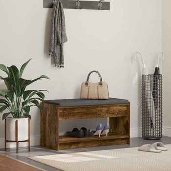 vidaXL Пейка за коридор с възглавница Пушена Дъб 83 x 38 x 45 см (891580)