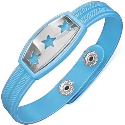 Šperky eshop Modrý gumený náramok s hviezdami na oceľovej známke Z9.12
