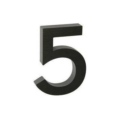 Hliníkové číslo v 3D provedení s broušeným povrchem, znak "5", černé