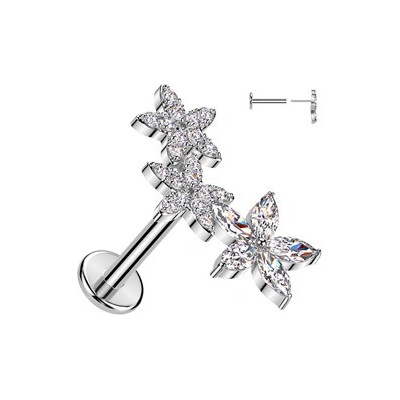Šperky4U Piercing do brady s kytičkami PUSH IN labreta LB1137