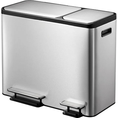 EKO-Europe Кош за разделно събиране на отпадъци EKO ECOCASA с 2 педала (3 х 15 л) - хром мат (EKO 912846 - Mat RVS)
