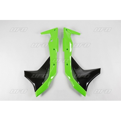UFO kryty chladiče KAWASAKI KXF 250 17-20 barva OEM (zelená/černá)