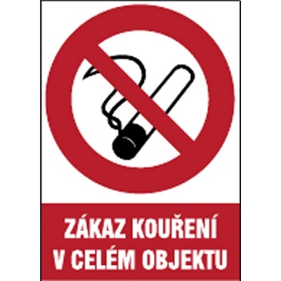 Značka Zákaz kouření v celém objektu, samolepicí fólie, 210 × 297 mm BZ FE106