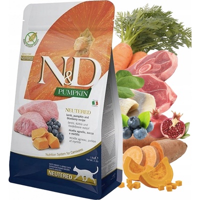 N&D Pumpkin CAT Neutered Lamb & Blueberry 1,5 kg
