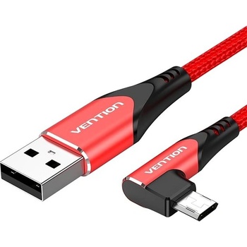 Vention COBRH Reversible 90° USB 2.0 -> microUSB Cotton, 2m, červený