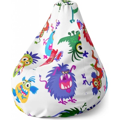 Sablio Sedací vak Pear Barevné příšerky Sablio 70 x 95 x 15 cm