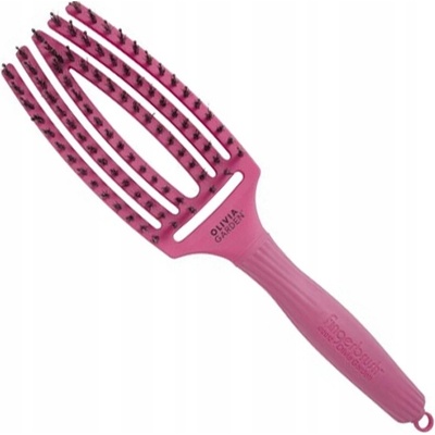Olivia Garden Finger Brush kefa na vlasy masážna 6-radová stredná Hot pink