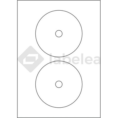Labelea Samolepiace etikety CD 118/18 mm biele papierové, na hárku A4, pre laserovú a atramentovú tlač, Farba etikiet Biela, Počet hárkov v balení 100 EPY118118W002S