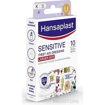 Hansaplast SENSITIV KIDS Zvieratká XL náplasť detská, 6 x 7 cm 10 ks