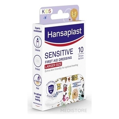 Hansaplast SENSITIV KIDS Zvieratká XL náplasť detská, 6 x 7 cm 10 ks