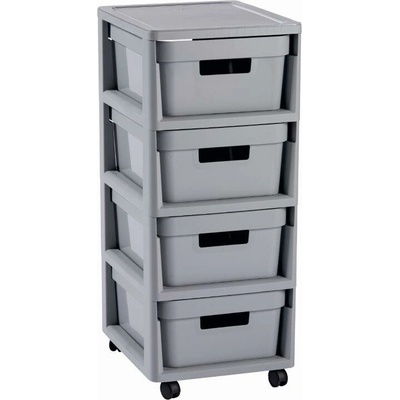 Curver Regál Infinity 4x11L so šuplíkmi svetlo šedý 231557