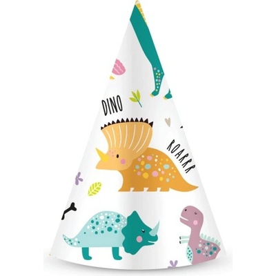 Čepičky papírové dinosaurus 6 ks