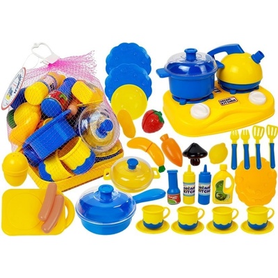 Lean Toys sada do kuchynky riady hrnce a potraviny plastové žlto-modré