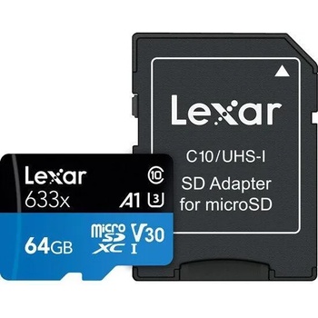 Lexar microSDXC High-Performance 633X 64GB C10/U3/V30/A1 LSDMI64GBB633A