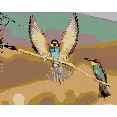 zuty Malování podle čísel Dva ptáčci na suché větvi 100 x 80 cm vypnuté plátno na rám 8596530039433
