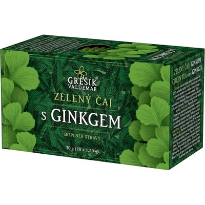 Grešík Čaje 4 svetadielov Zelený čaj s ginkgom 20 nálevových sáčkov