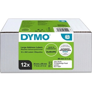 DYMO LabelWriter 36 мм x 89 мм стандартни етикети за адреси, 12 броя в опаковка (2093093)
