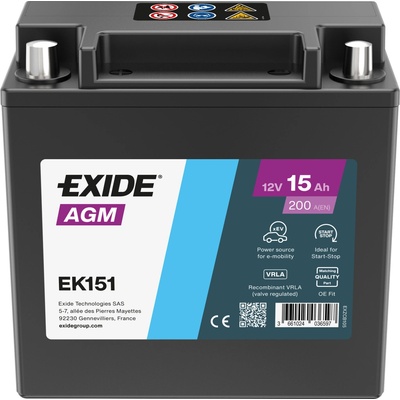 Exide Start-Stop 12V 15Ah 200A EK151